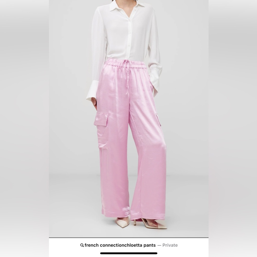 French Connection Chloetta  satin cargo pants strawberry shake size small!NWT